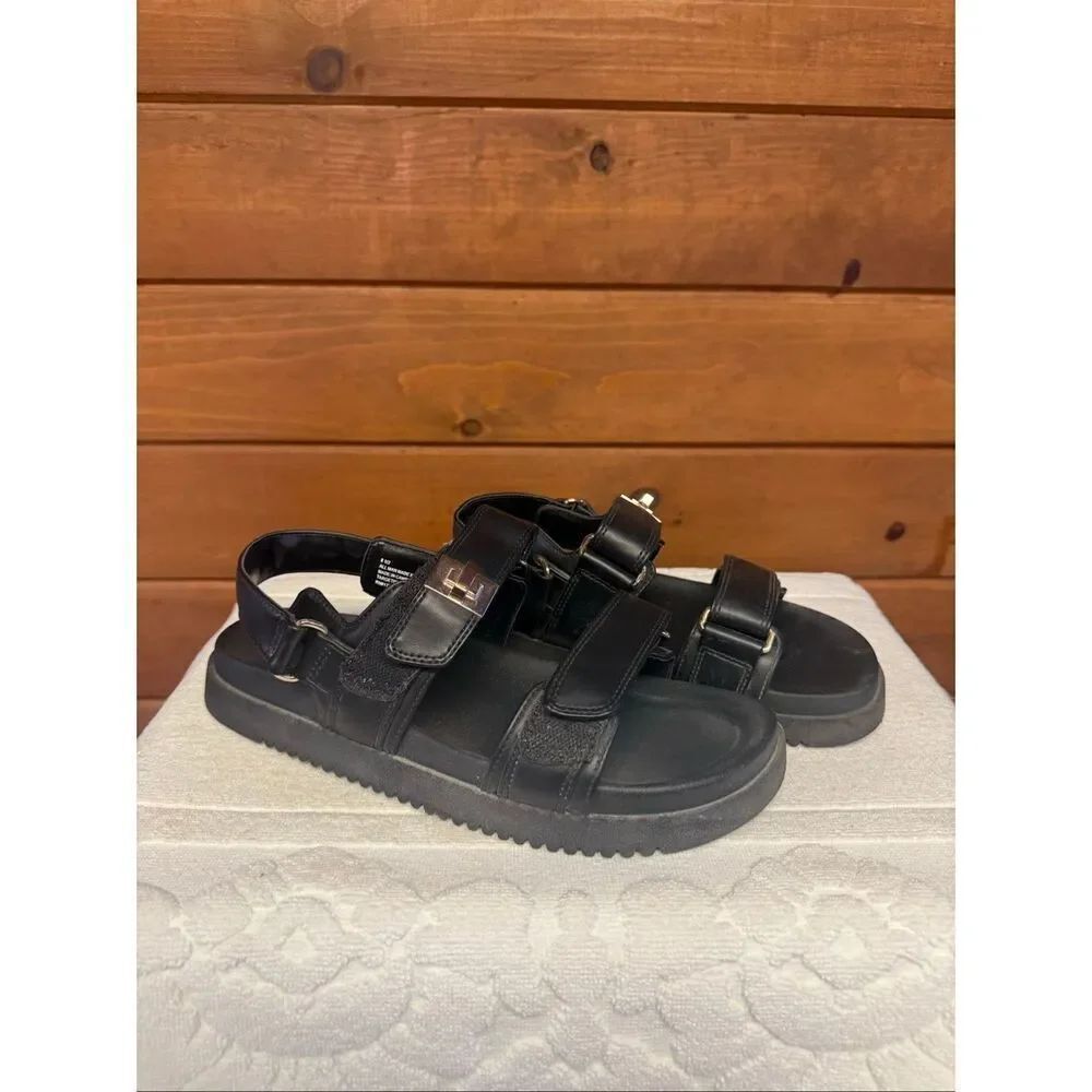 A New Day Women's Jonie Ankle Strap Footbed Sandals Black 6.5